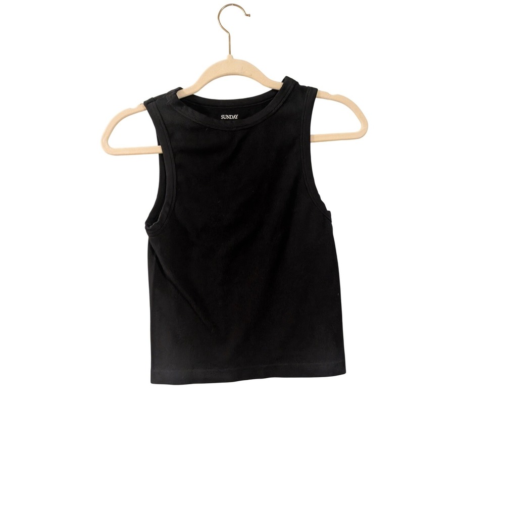 Sunday Society Tank Top Womens Large Black Ribbed High‎ Neck Sleeveless